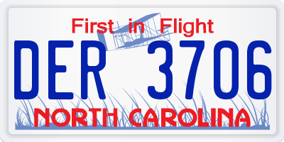 NC license plate DER3706