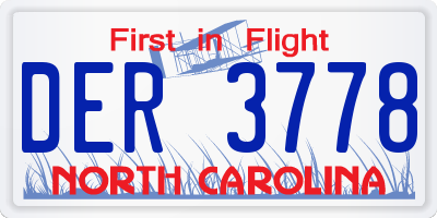 NC license plate DER3778
