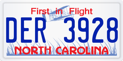 NC license plate DER3928