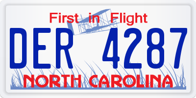 NC license plate DER4287