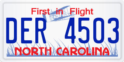 NC license plate DER4503