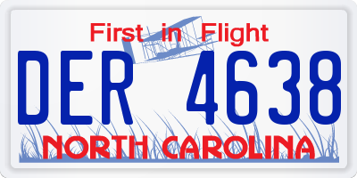 NC license plate DER4638
