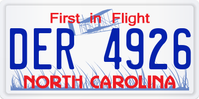 NC license plate DER4926