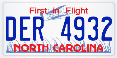 NC license plate DER4932