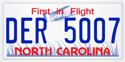 NC license plate DER5007