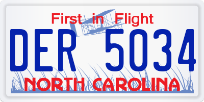 NC license plate DER5034
