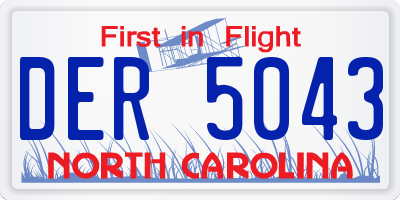 NC license plate DER5043