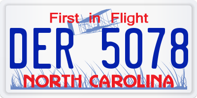NC license plate DER5078