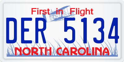 NC license plate DER5134