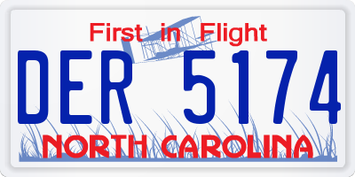 NC license plate DER5174