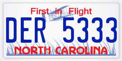 NC license plate DER5333
