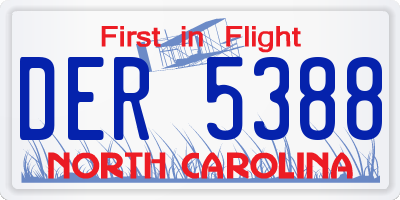 NC license plate DER5388