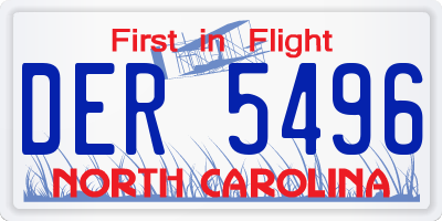 NC license plate DER5496
