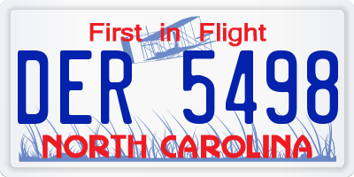NC license plate DER5498