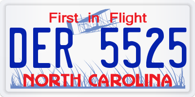 NC license plate DER5525
