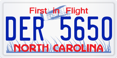 NC license plate DER5650