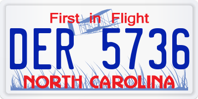 NC license plate DER5736