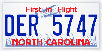 NC license plate DER5747