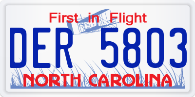 NC license plate DER5803