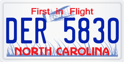 NC license plate DER5830