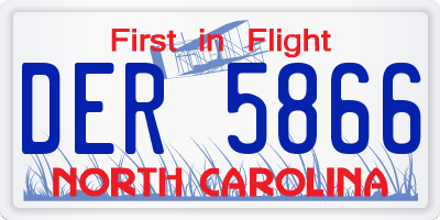 NC license plate DER5866