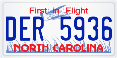 NC license plate DER5936