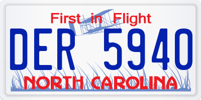 NC license plate DER5940