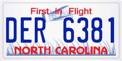 NC license plate DER6381