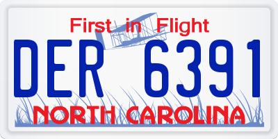 NC license plate DER6391