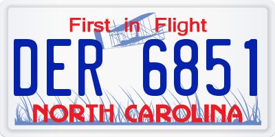 NC license plate DER6851