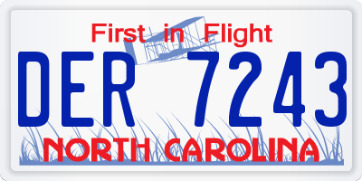 NC license plate DER7243