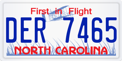 NC license plate DER7465
