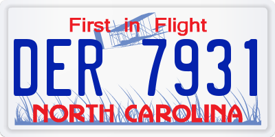 NC license plate DER7931