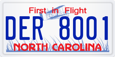NC license plate DER8001