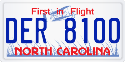 NC license plate DER8100