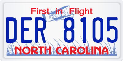 NC license plate DER8105