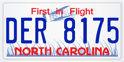 NC license plate DER8175