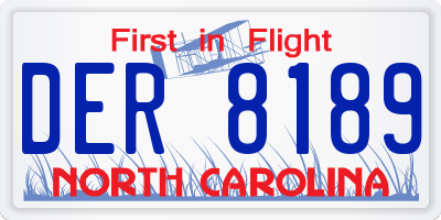NC license plate DER8189