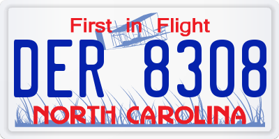 NC license plate DER8308