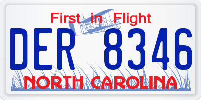 NC license plate DER8346