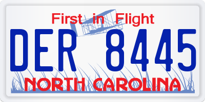 NC license plate DER8445
