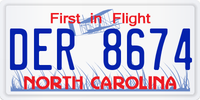 NC license plate DER8674