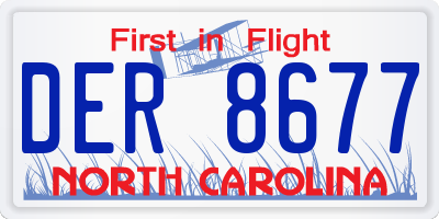 NC license plate DER8677