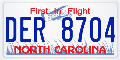 NC license plate DER8704