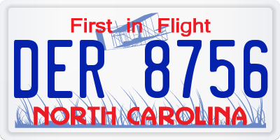 NC license plate DER8756
