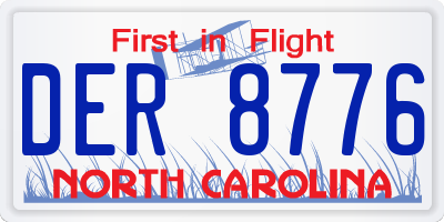 NC license plate DER8776