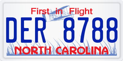 NC license plate DER8788