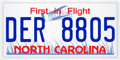 NC license plate DER8805