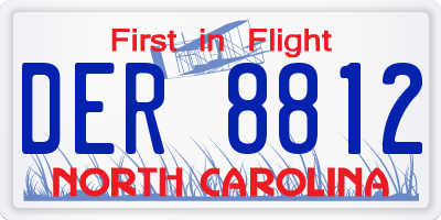 NC license plate DER8812