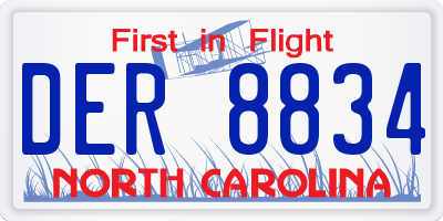 NC license plate DER8834
